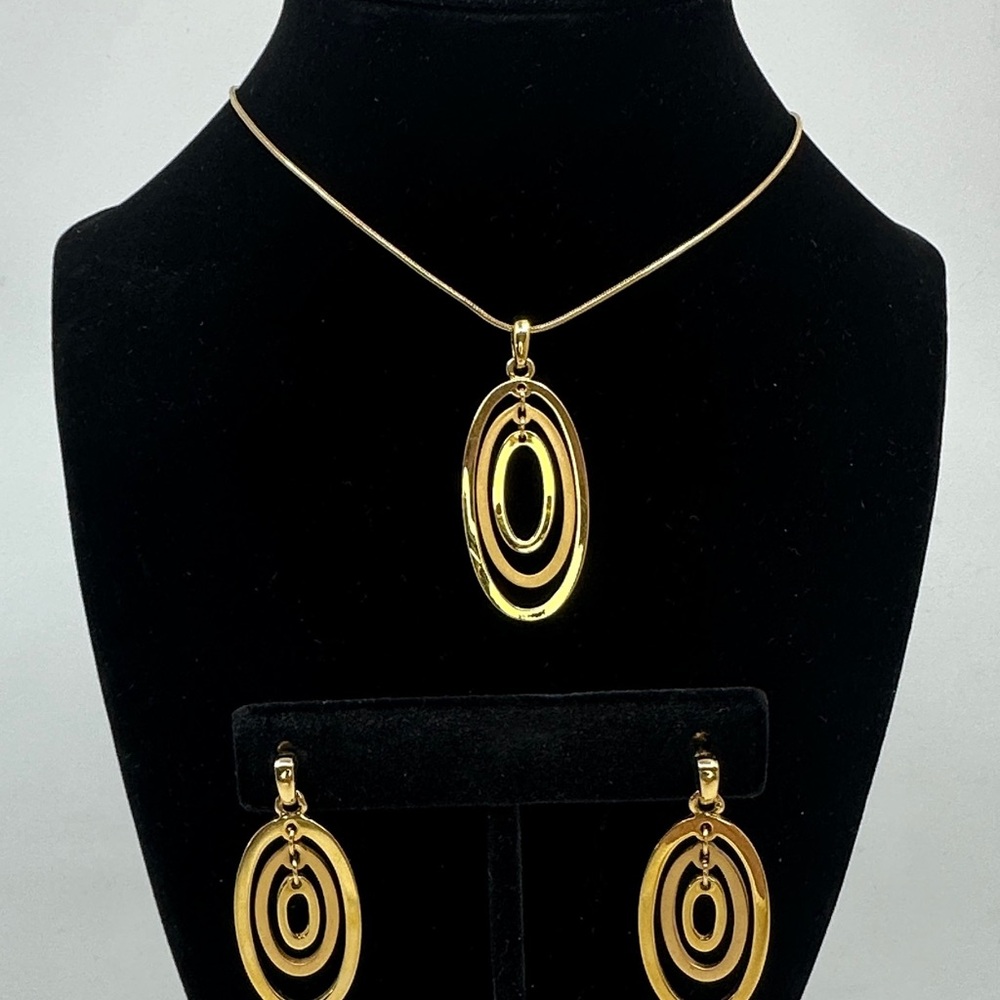 Vintage JOAN RIVERS QVC Triple Oval Drop Necklace & Earrings Set Signed Tags